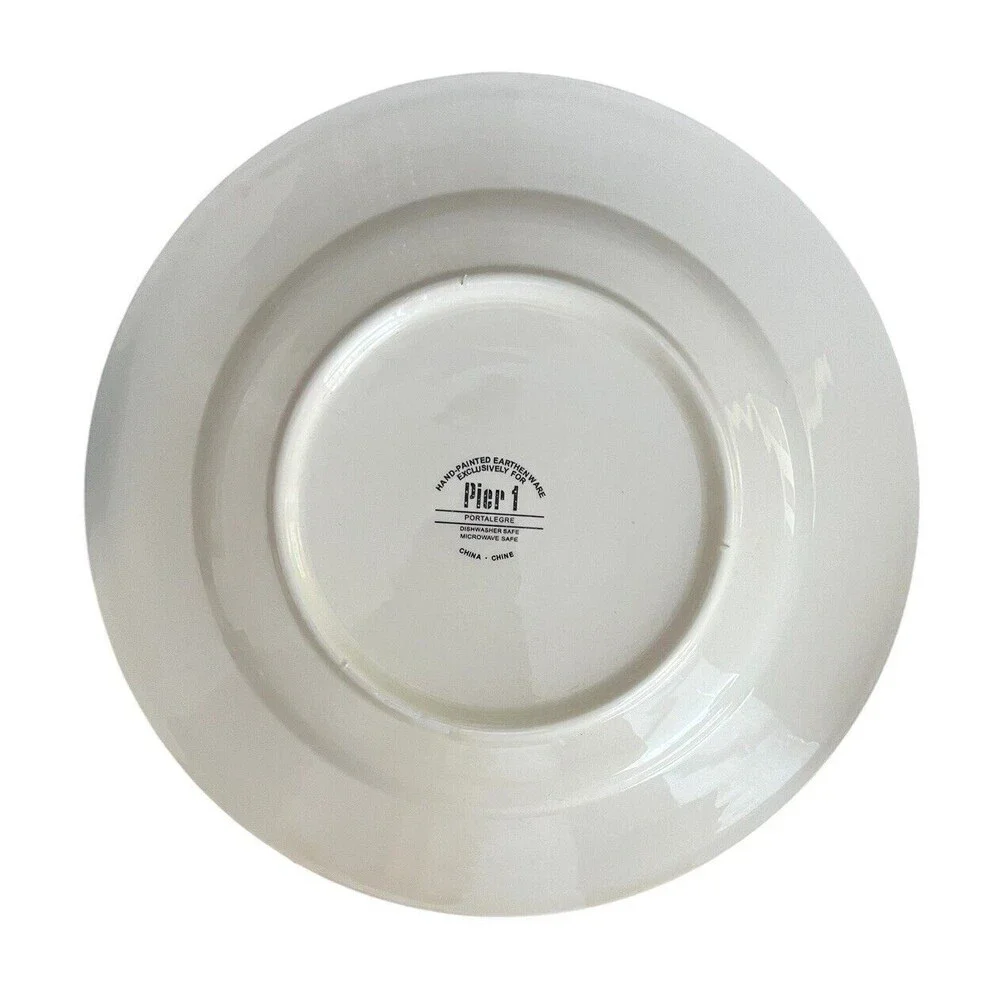 Pier One Portalegre Plate Handpainted Leaf Vine Border Floral Tiny Chip Rim 11